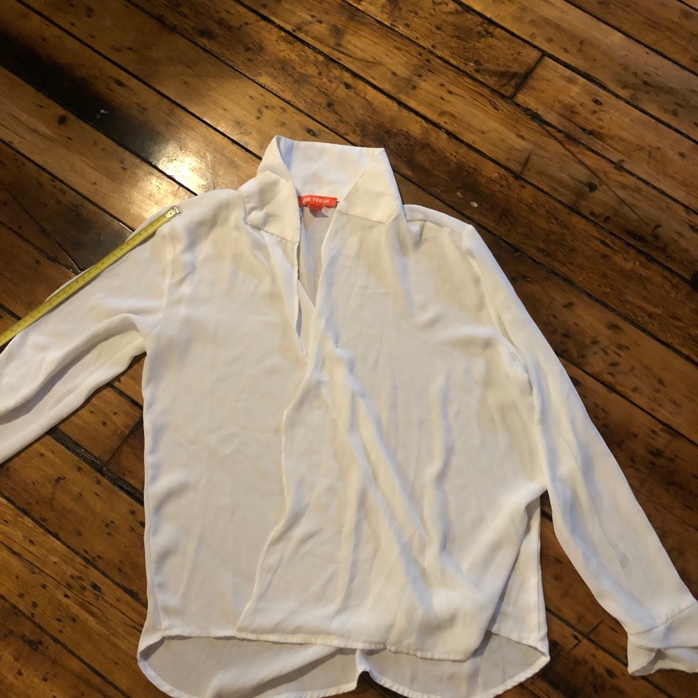 Joe Fresh white longsleeve blouse sz:small petite